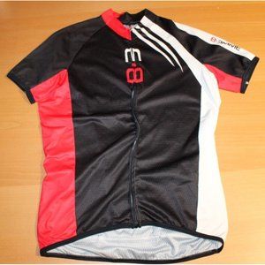 Mens Biemme Full Zip Cycling Jersey Top Shirt Large 4 Black Red 3 Back Pockets